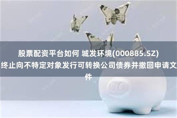 股票配资平台如何 城发环境(000885.SZ)：终止向不特定对象发行可转换公司债券并撤回申请文件