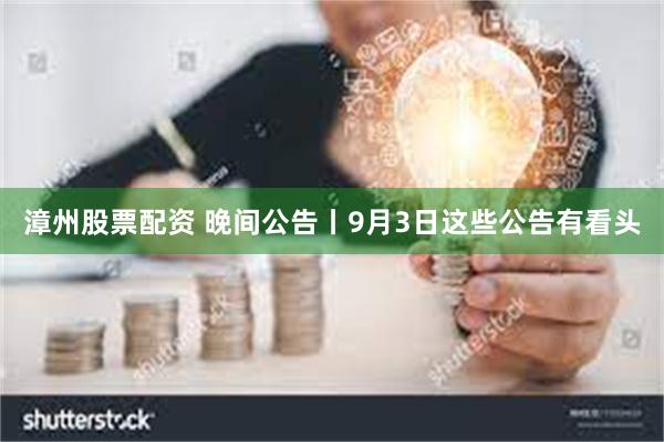 漳州股票配资 晚间公告丨9月3日这些公告有看头