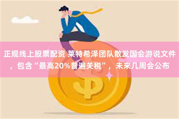 正规线上股票配资 莱特希泽团队散发国会游说文件，包含“最高20%普遍关税”，未来几周会公布